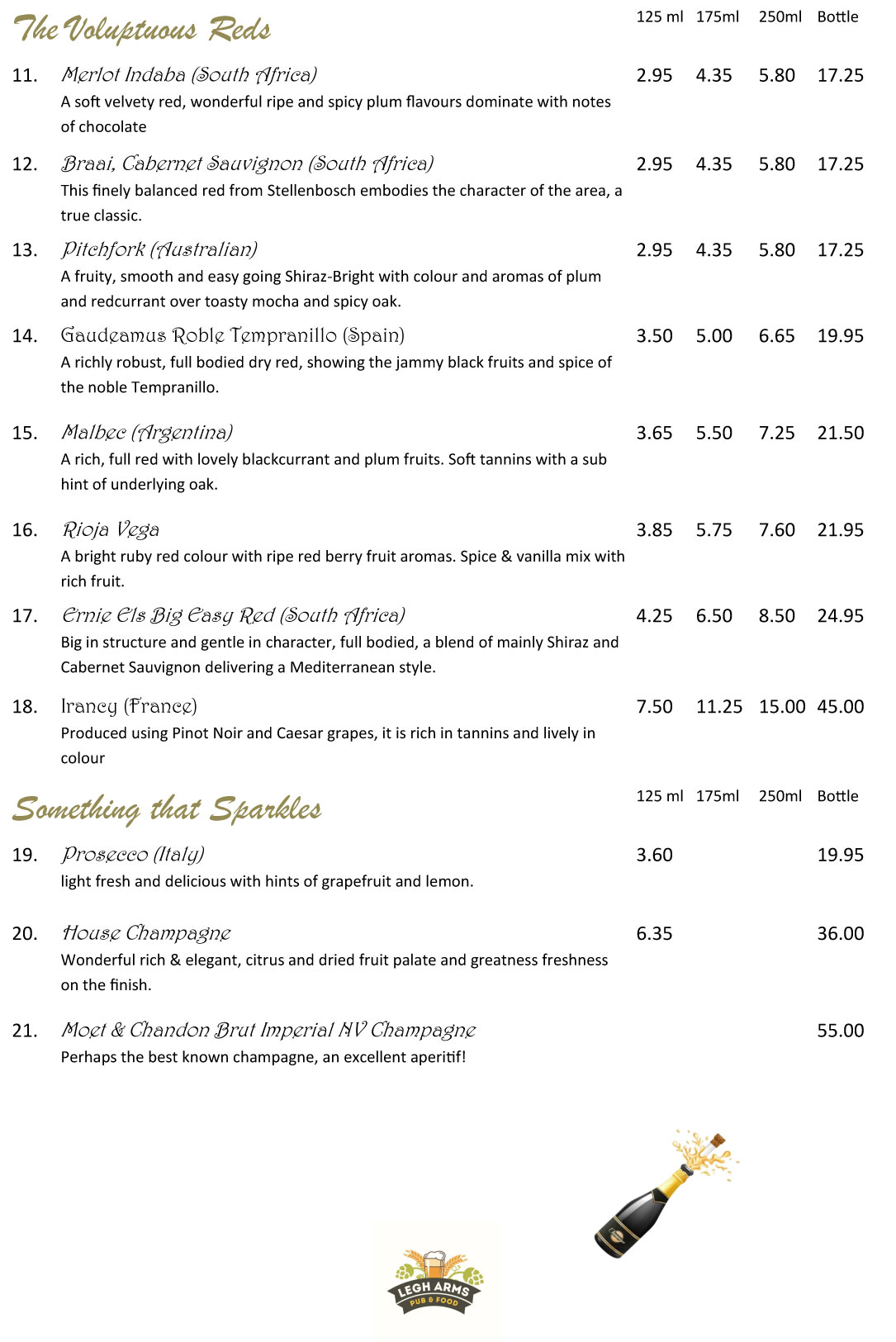 Menu | The Legh Arms